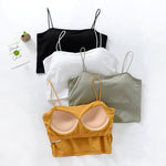 Thin Shoulder Straps Exposed Umbilical With Chest Pad Short Vest Bottoming Tube Top